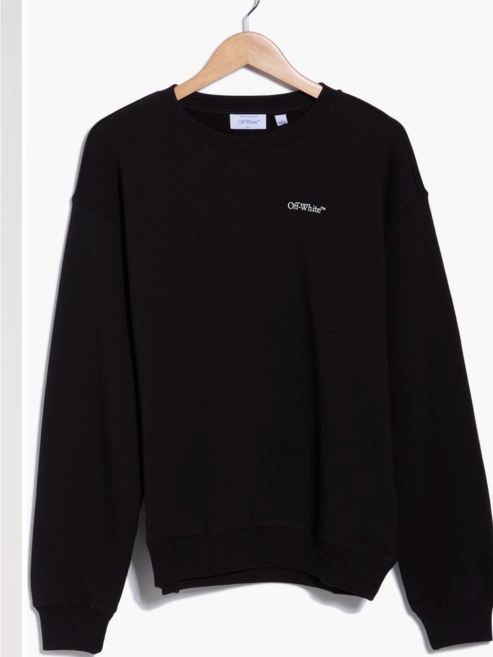 Off-White Black Crewneck Sweatshirt with Small White Logo